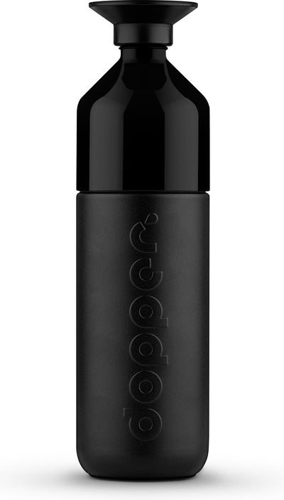 Isolierte Thermosflasche von Dopper – 1 Liter – doppelwandig – auslaufsicher – knallig schwarz