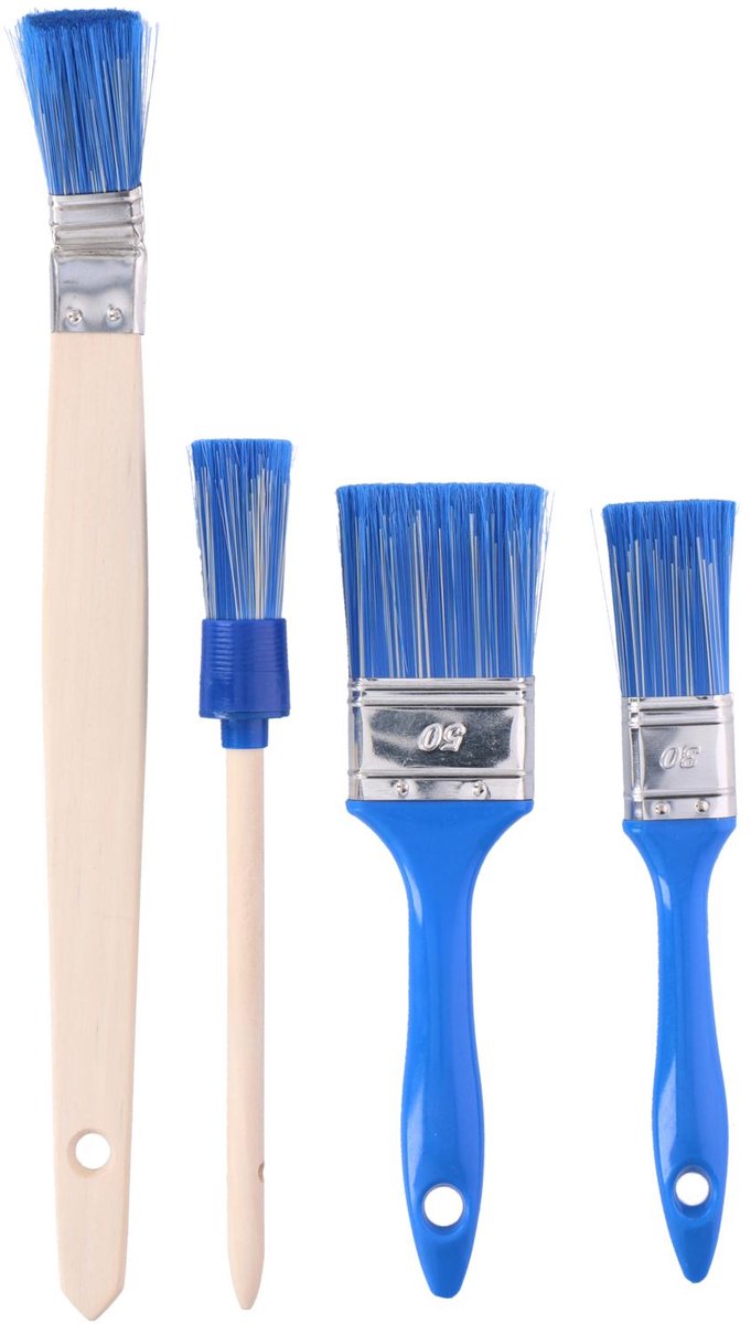 Kinzo Universalbürsten-Set – 4-teilig – Flachbürsten, Rundbürste und Heizkörperbürste – 25, 30 und 50 mm