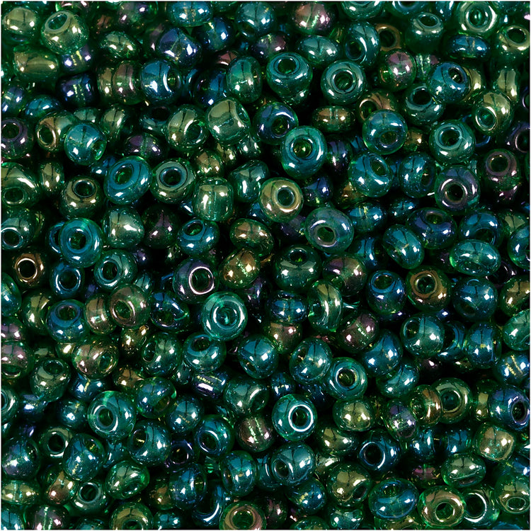 Creativ Company Rocailles, D 3 mm, Größe 8 0, Lochgröße 0,6–1,0 mm, grün glänzend, 25 g, 1 Box