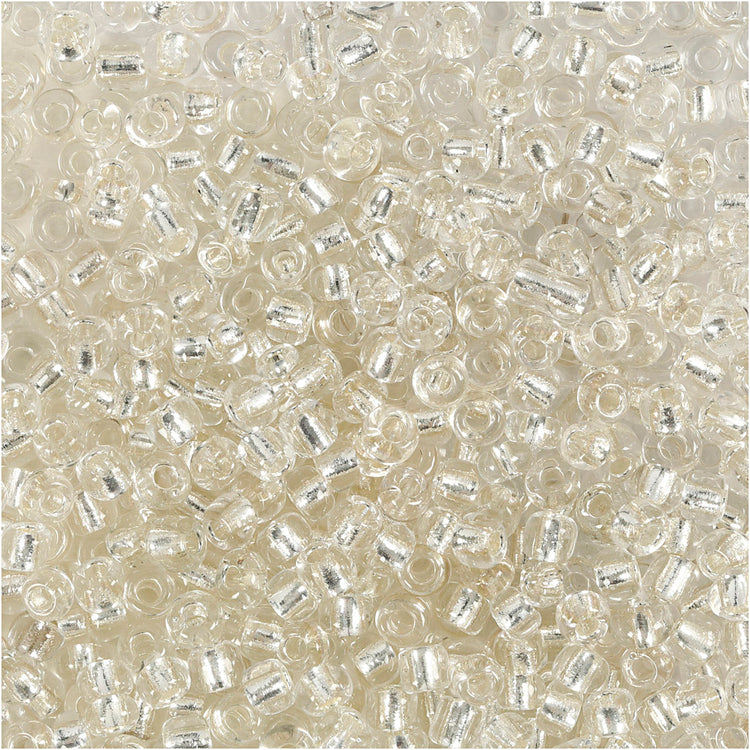 Creativ Company Rocailles, D 3 mm, Größe 8 0, Lochgröße 0,6-1,0 mm, Silber, 25 gr 1 Box