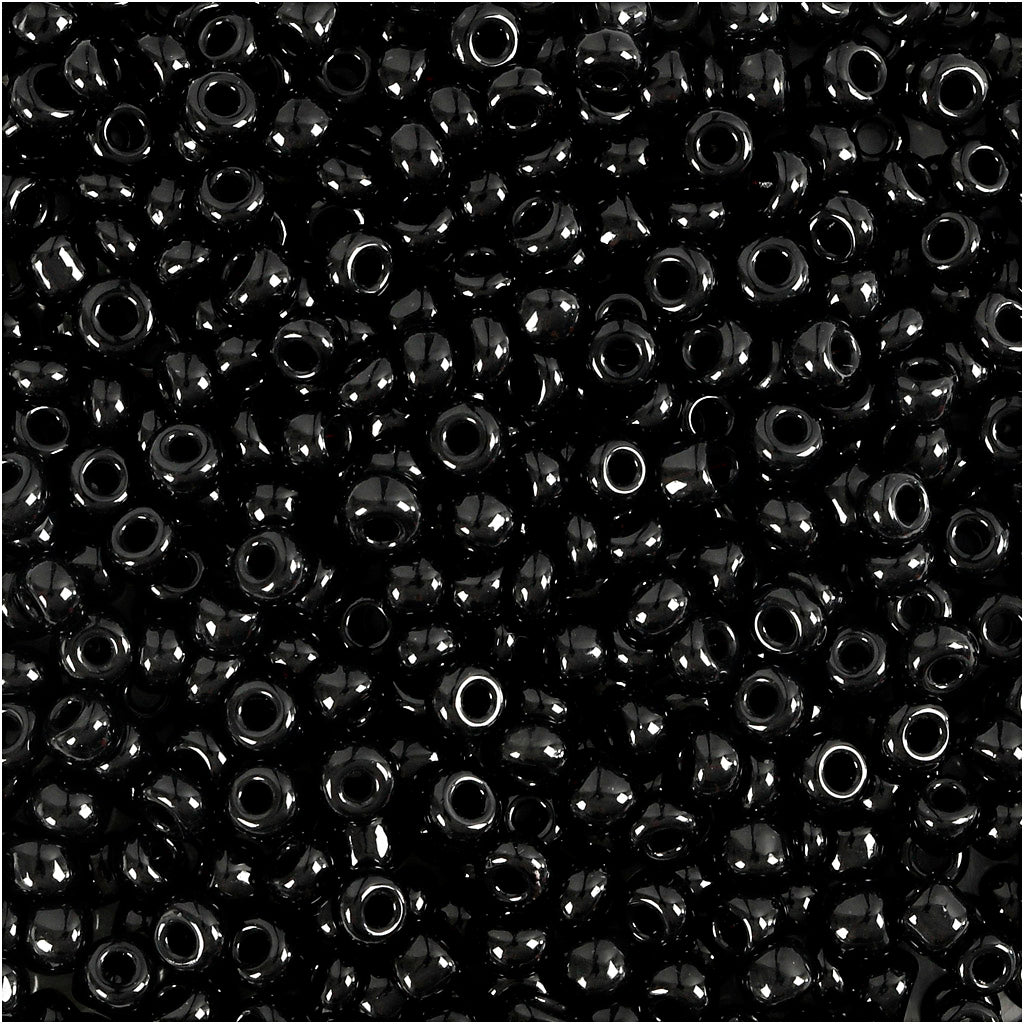 Creativ Company Rocailles, D 3 mm, Größe 8 0, Lochgröße 0,6-1,0 mm, schwarz, 25 g 1 Box