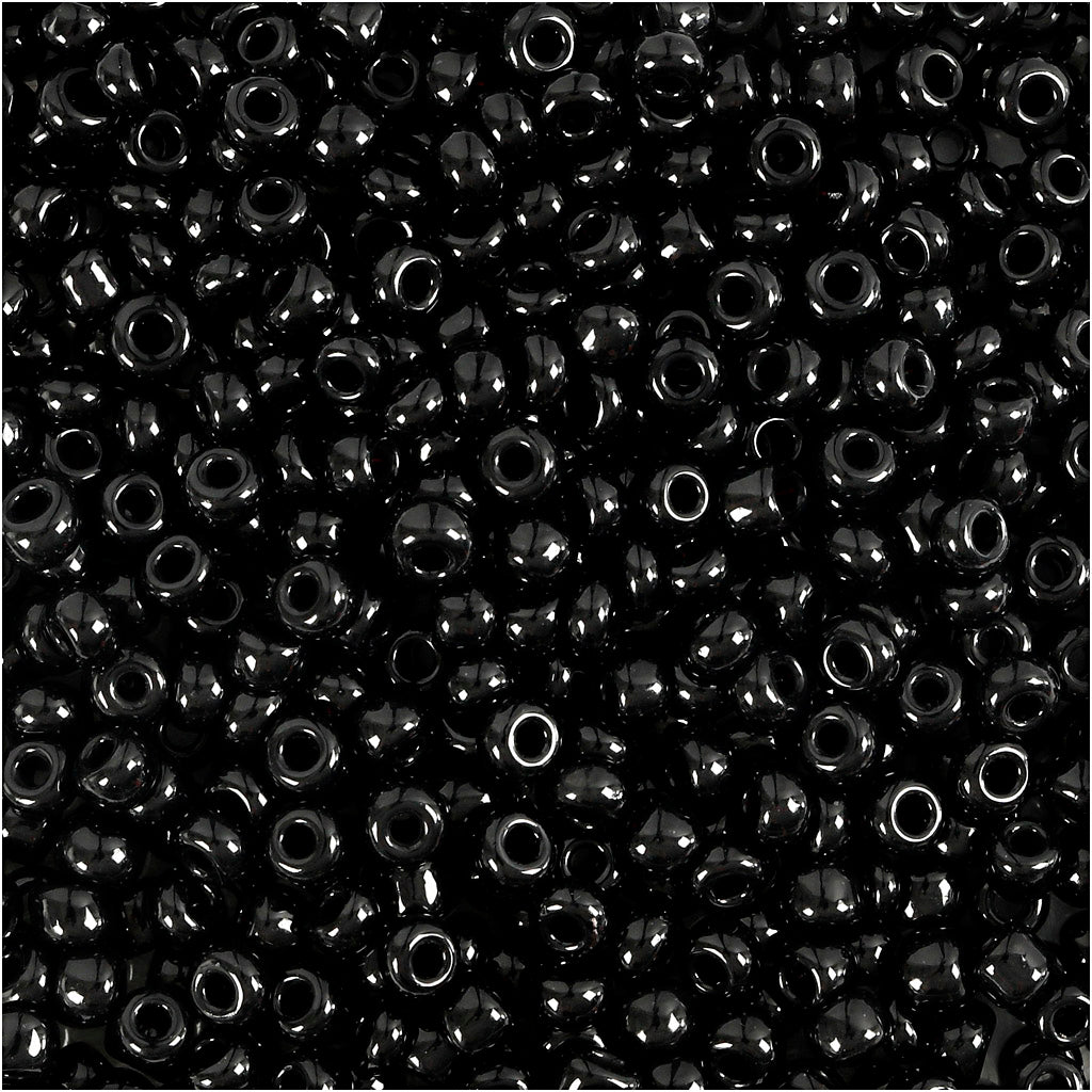 Creativ Company Rocailles, D 3 mm, Größe 8 0, Lochgröße 0,6-1,0 mm, schwarz, 500 g 1 Box
