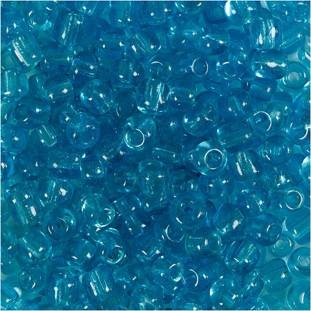 Creativ Company Rocailles, D 4 mm, Größe 6 0, Lochgröße 0,9-1,2 mm, klares Türkis, 25 g 1 Box
