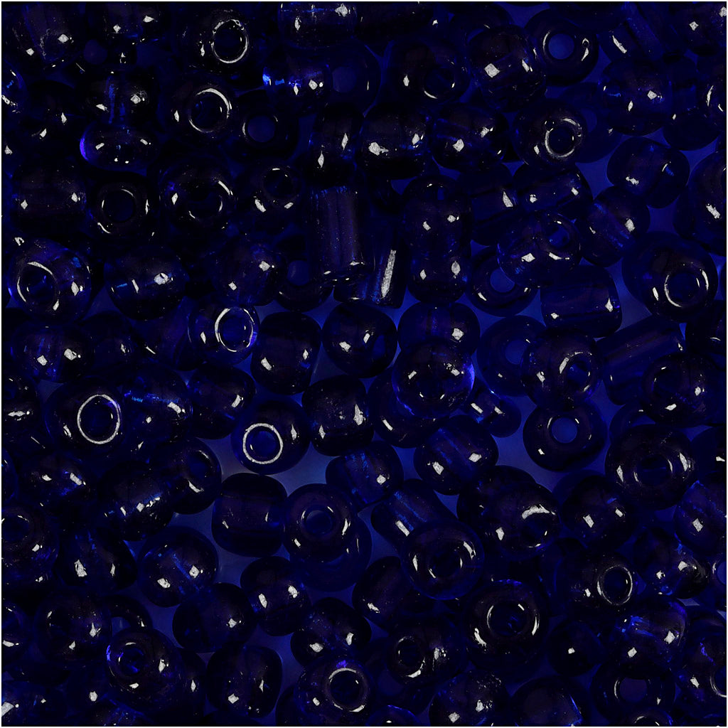 Creativ Company Rocailles, D 4 mm, Größe 6 0, Lochgröße 0,9–1,2 mm, Kobaltblau, 25 g, 1 Box