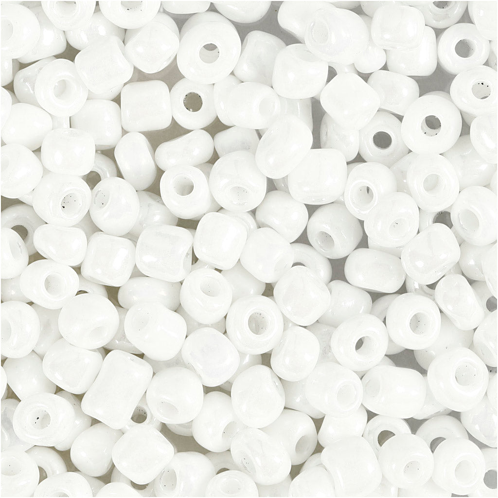 Creativ Company Rocailles, D 4 mm, Größe 6 0, Lochgröße 0,9-1,2 mm, weißes Perlmutt, 25 g 1 Box