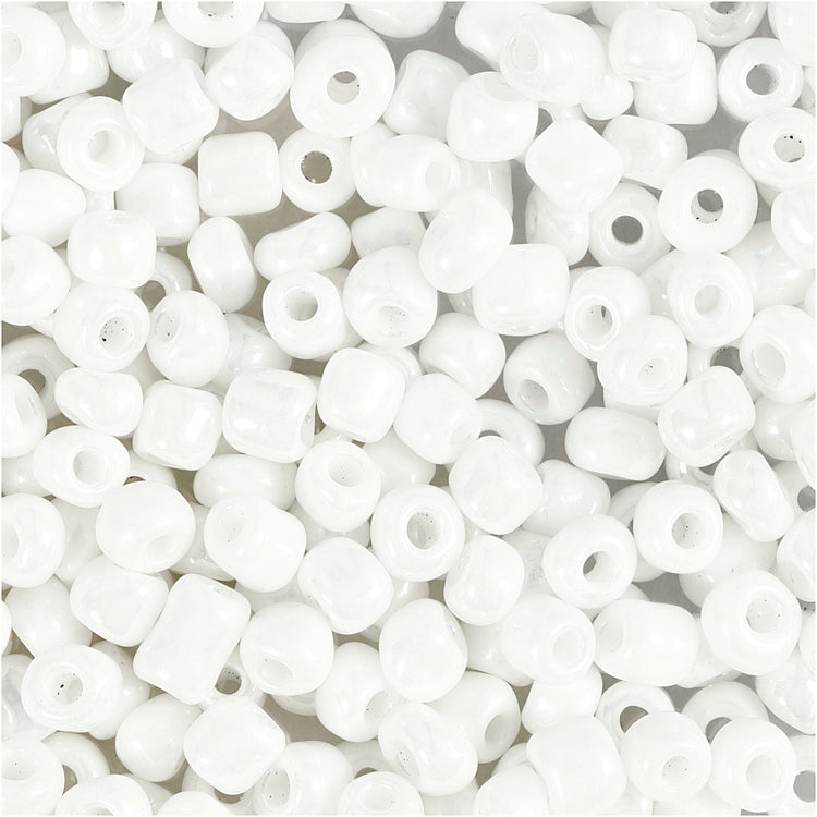 Creativ Company Rocailles, D 4 mm, Größe 6 0, Lochgröße 0,9-1,2 mm, weißes Perlmutt, 25 g 1 Box