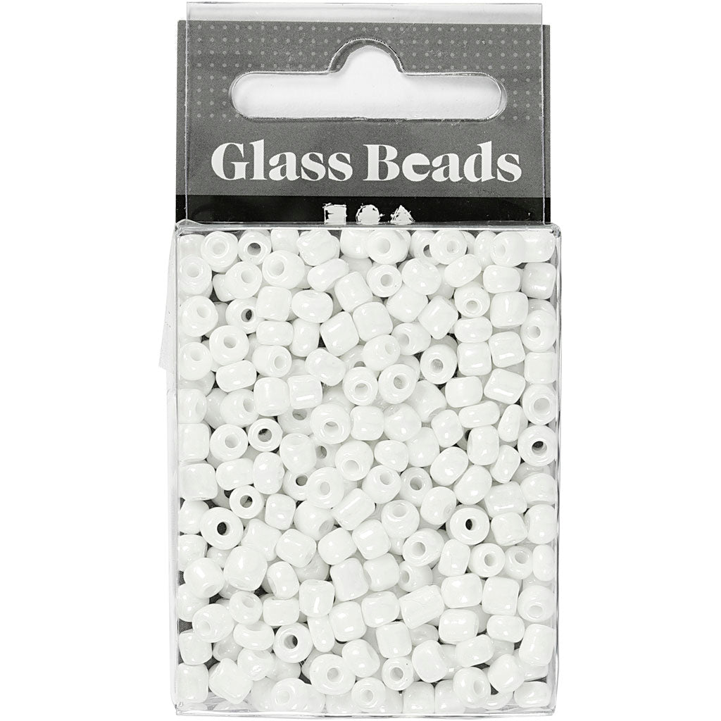 Creativ Company Rocailles, D 4 mm, Größe 6 0, Lochgröße 0,9-1,2 mm, weißes Perlmutt, 25 g 1 Box