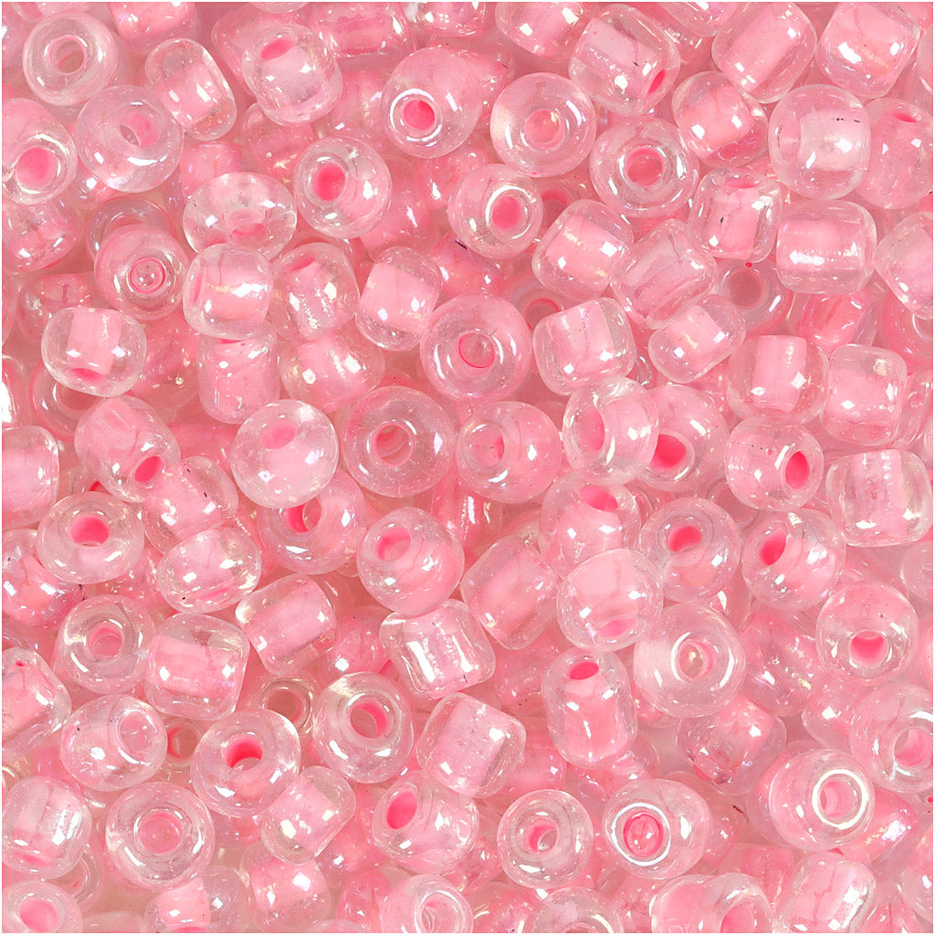 Creativ Company Rocailles, D 4 mm, Größe 6 0, Lochgröße 0,9-1,2 mm, rosa Kern, 25 g 1 Box