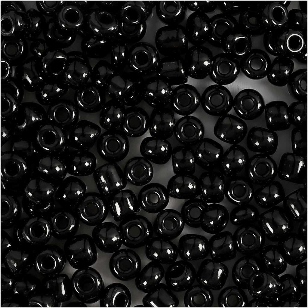 Creativ Company Rocailles, D 4 mm, Größe 6 0, Lochgröße 0,9-1,2 mm, schwarz, 25 g 1 Box