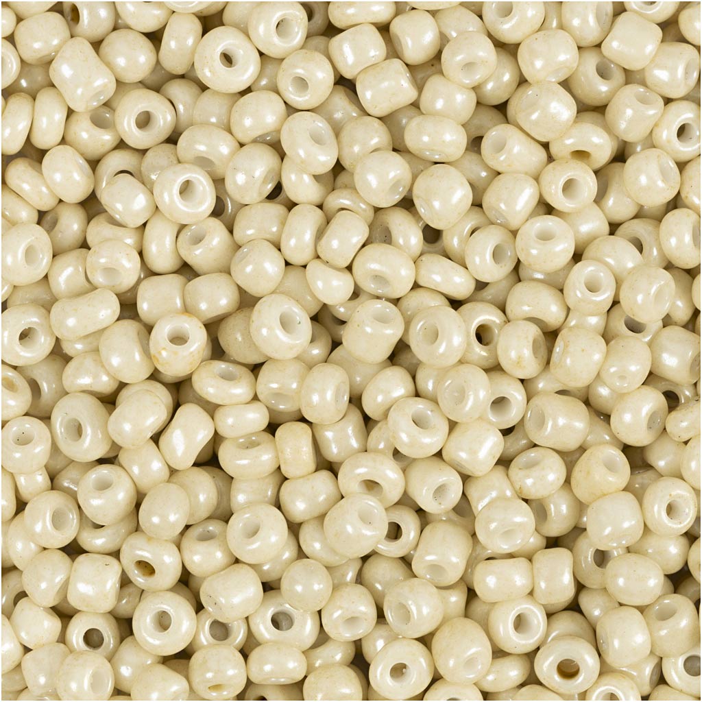 Creativ Company Rocailles, D 3 mm, Größe 8 0, Lochgröße 0,6–1,0 mm, gebrochenes Weiß, 25 g, 1 Box