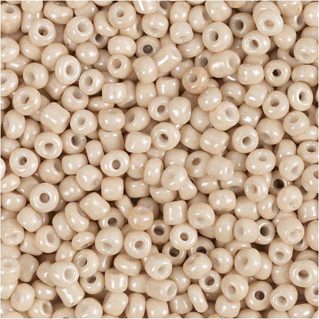Creativ Company Rocailles, D 3 mm, Größe 8 0, Lochgröße 0,6-1,0 mm, beige, 25 g 1 Box