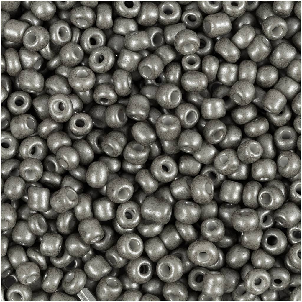 Creativ Company Rocailles, D 3 mm, Größe 8 0, Lochgröße 0,6-1,0 mm, grau, 25 g 1 Box