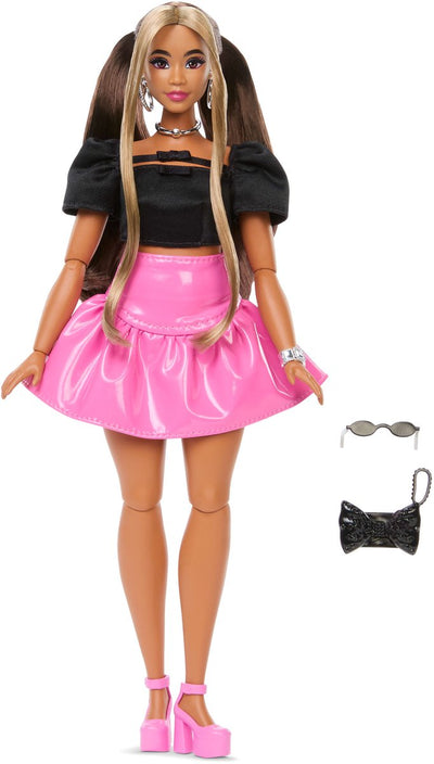 Barbie-Puppe im Deluxe-Stil – mit rosa Vinyl-Kernrock – Modepuppe