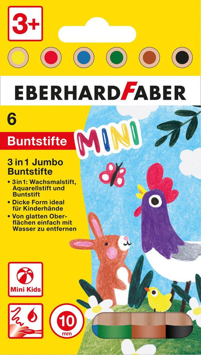 Eberhard Faber Buntstifte – Minimaxi – Etui 6 Stück – 10 mm dick – bruchfest – ef-518905