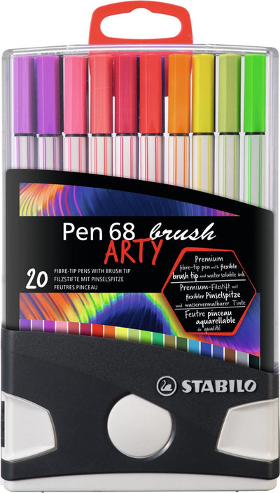Stabilo Pen 68 Brush – Premium Pinselfilzstift – mit flexibler Pinselspitze – Farbparade mit 20 verschiedenen Farben