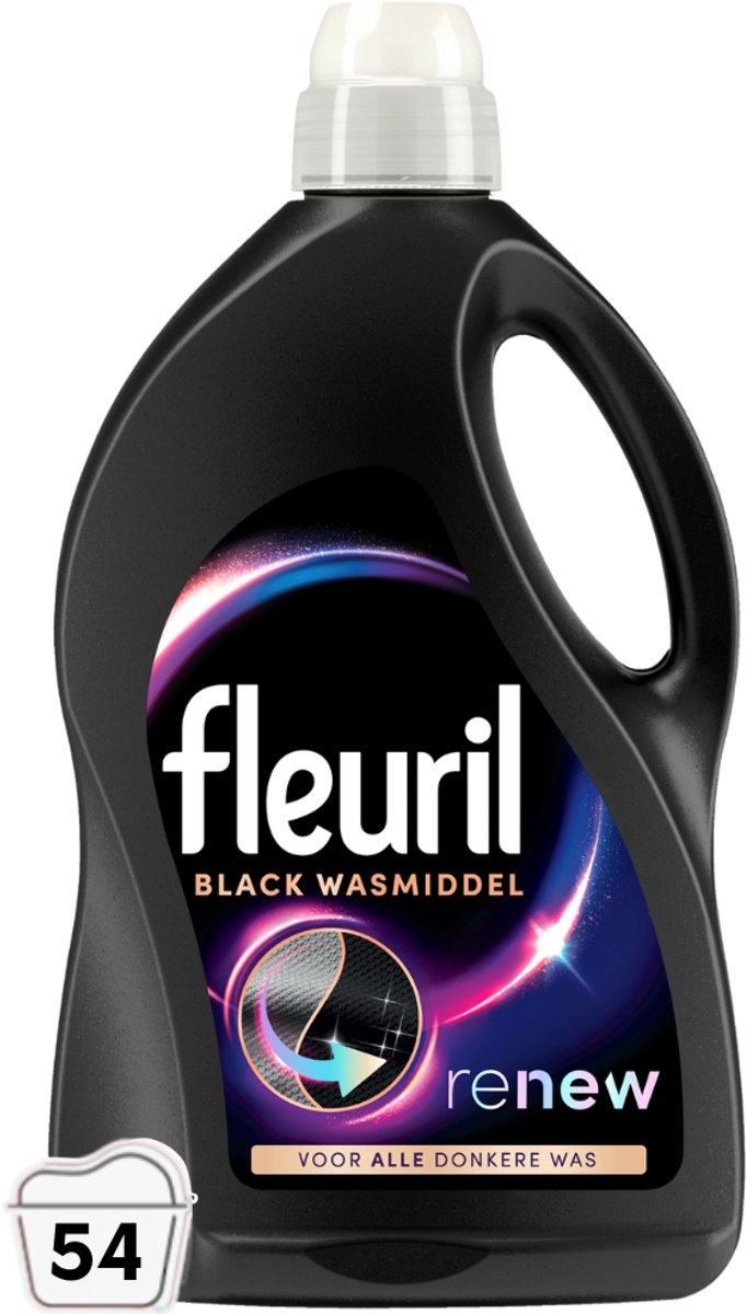 Fleuril Black – Flüssigwaschmittel – dunkle und schwarze Wäsche – 54 Waschgänge – Großverpackung