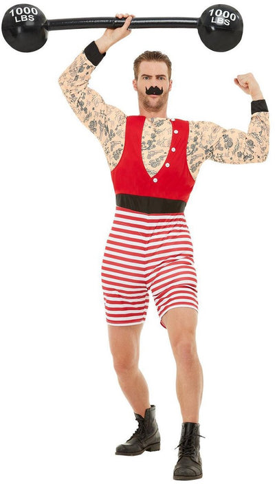 Smiffys – Deluxe Strongman-Kostüm – L – Rot-Weiß