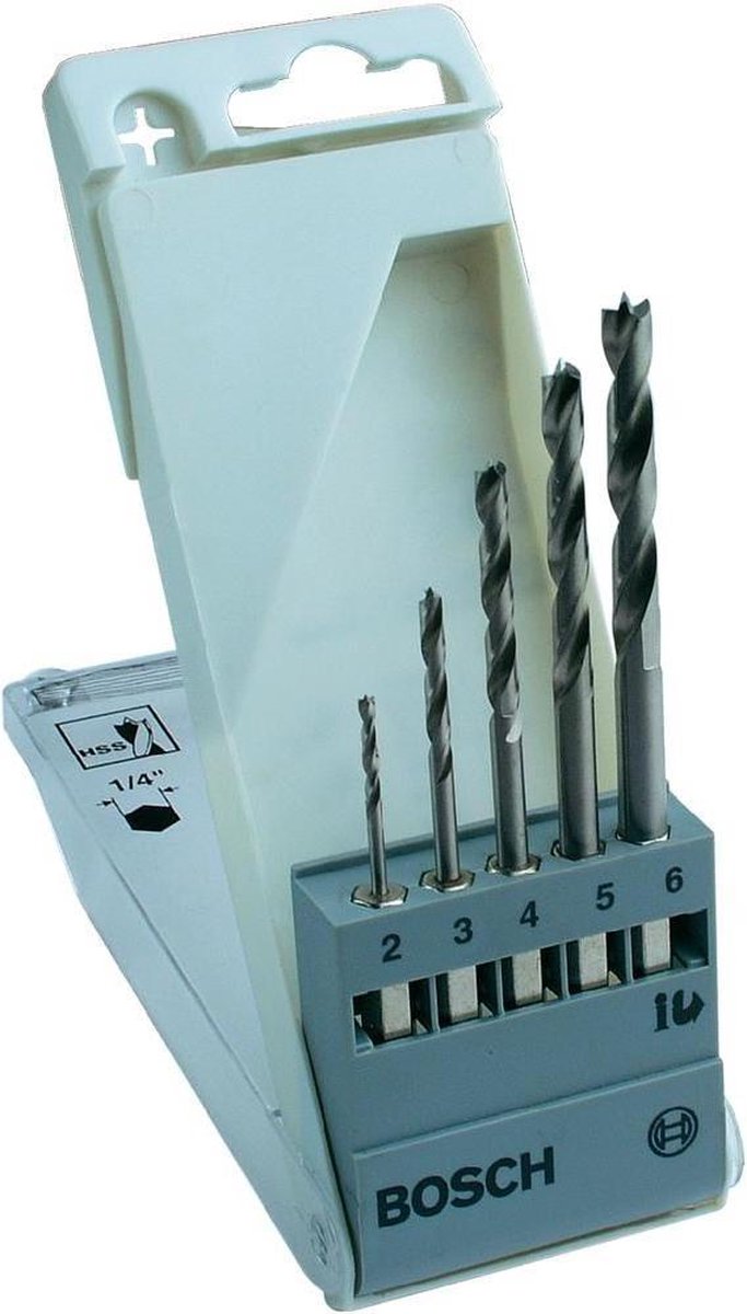 Bosch Zubehör 2608595525 Holzspiralbohrer-Set 5-teilig 2 mm, 3 mm, 4 mm, 5 mm, 6 mm 1 4 (6,3 mm) 1 Set(s)