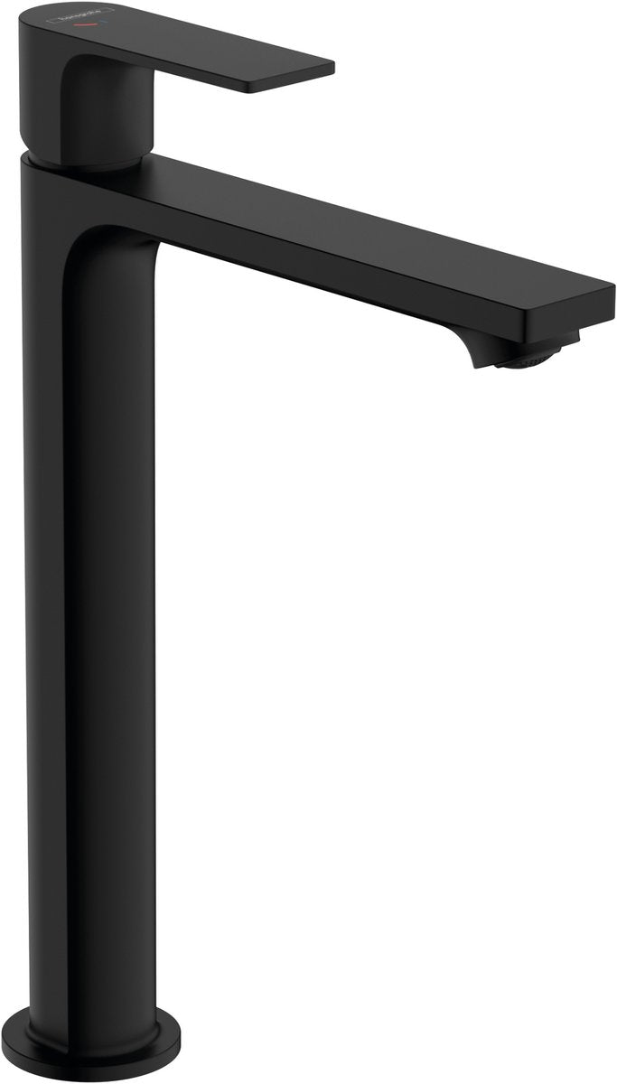 Hansgrohe rebris e – Waschtisch-Mischbatterie – Einhebelbedienung – Kaltstart-Energieeinsparung – Ecosmart+ Wassereinsparung – mit Ablaufgarnitur – Größe 240 mm – mattschwarz