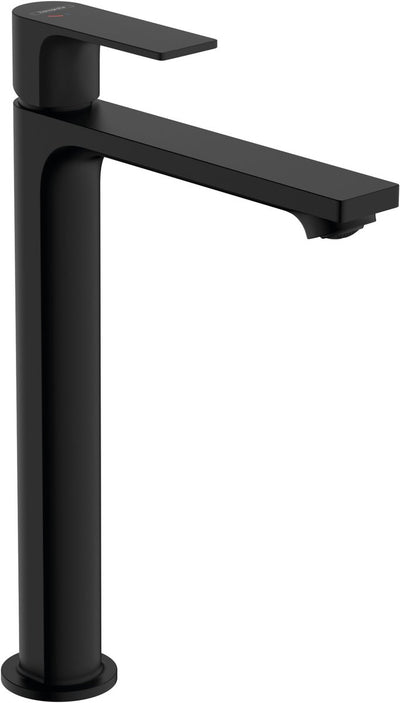 Hansgrohe rebris e – Waschtisch-Mischbatterie – Einhebelbedienung – Kaltstart-Energieeinsparung – Ecosmart+ Wassereinsparung – mit Ablaufgarnitur – Größe 240 mm – mattschwarz