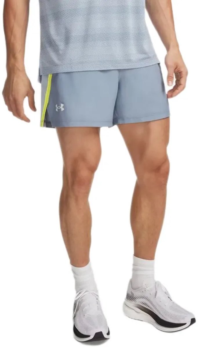 Under Armour UA Launch 5'' Shorts – blaue Herren-Sporthose – blaues Windblitzlicht reflektierend