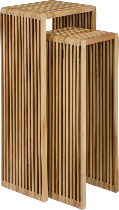 Mica Dekorationen Yonker Pflanzentisch – 2er-Set – L35 x B25 x H80 cm – recyceltes Holz – braun