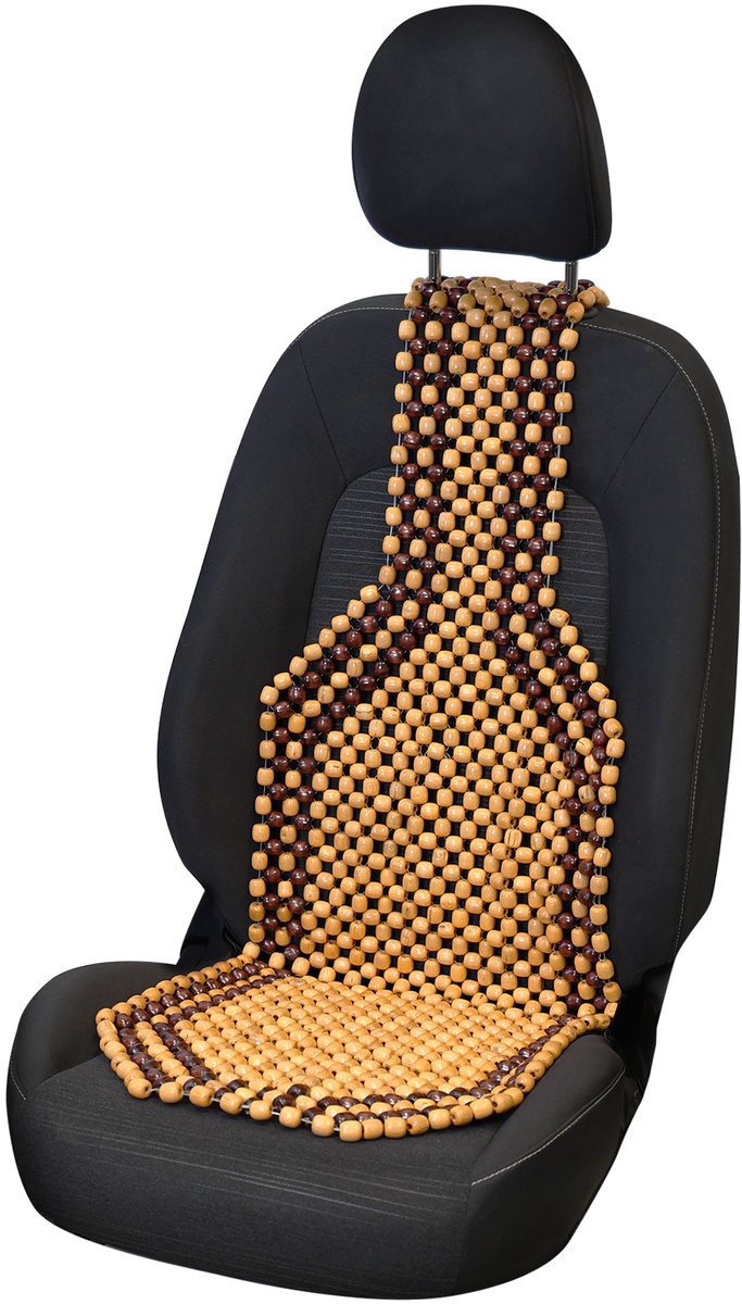 Carpoint Perlenkissen klassisch – belüftender Massageeffekt – besonders bequem – passt in jeden Autositz – Größe 126 x 39 cm