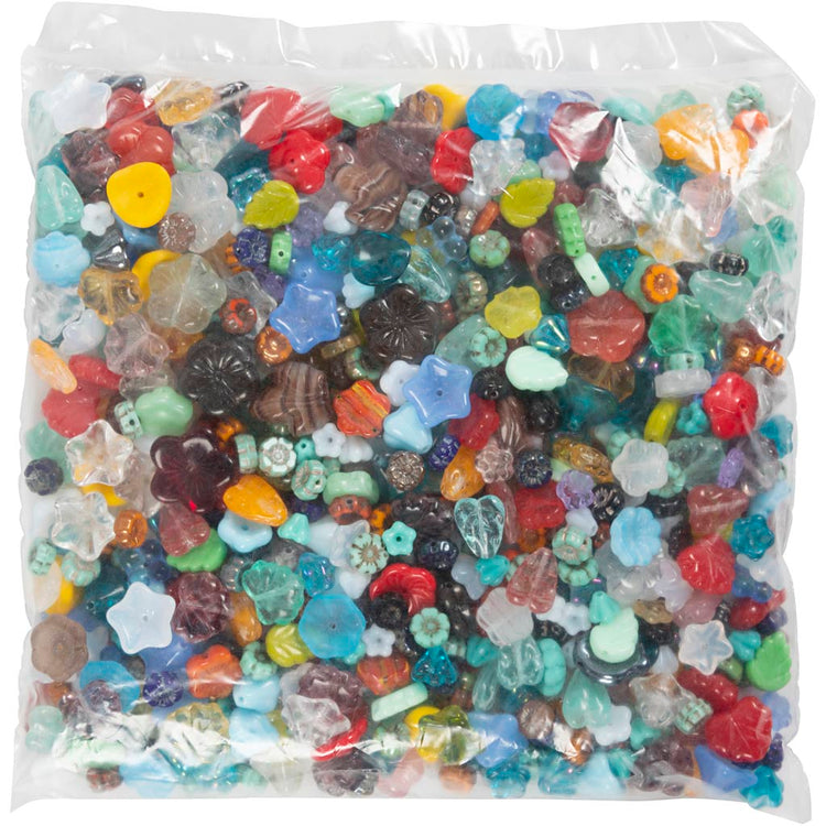 Creativ Company Glasperlen, Blätter, Blüten, D 6-17 mm, Lochgröße 0,5-1,5 mm, verschiedene Farben, 350 gr 1 Box