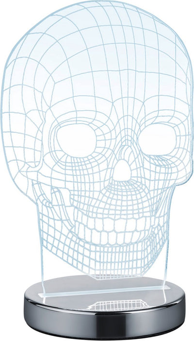 Rl lebe dein Licht Reality Skull - Tischleuchte - Chrom - inkl. 1x SMD 7 W - Schnurschalter - Lichtfarbe einstellbar - nicht dimmbar