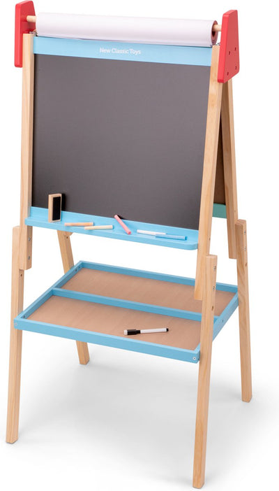 New Classic Toys® Tafel – magnetisches Whiteboard – Kreidetafel – inklusive Buntstiften, Marker, Radiergummi und Papierrolle