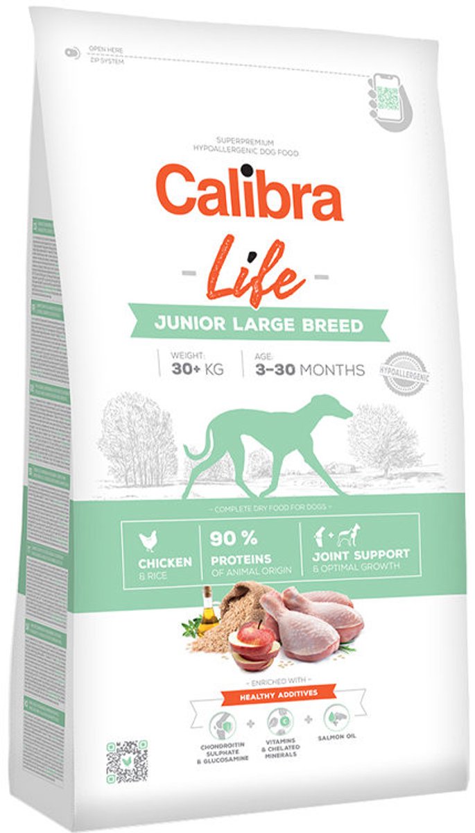 Calibra Dog Life Junior große Rasse – Huhn – 12 kg