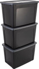 Iris Clearbox Aufbewahrungsbox – 70 l – Kunststoff – Schwarzgrau – 3er-Set