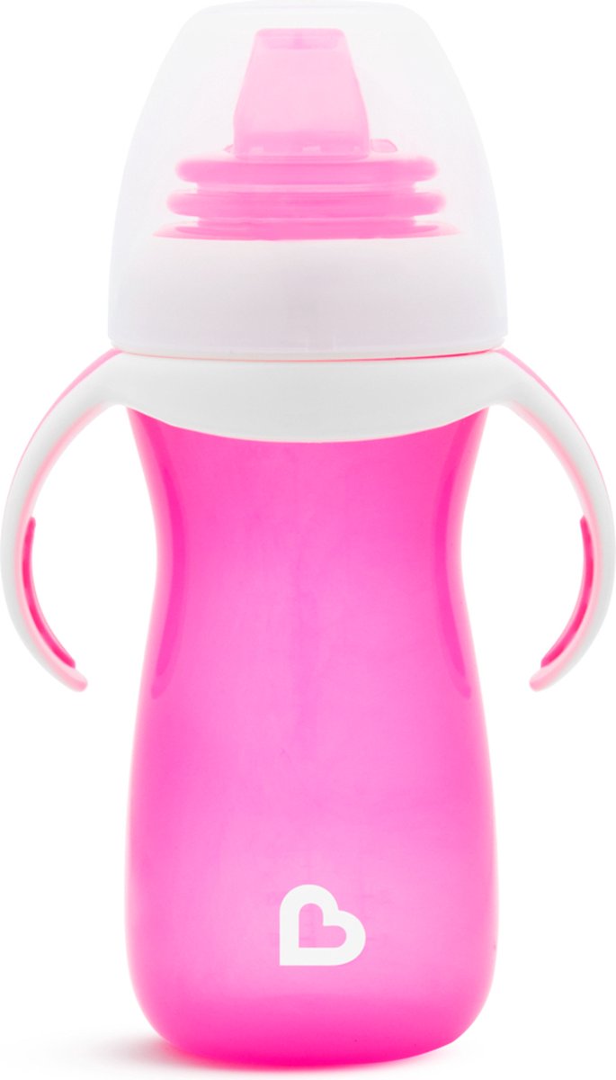 Munchkin Übergangsbecher – sanfter Becher – Übergangsbecher – Anti-Auslaufbecher für Babys – ab 9 Monaten – 296 ml – rosa – Trinkbecher