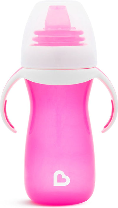 Munchkin Übergangsbecher – sanfter Becher – Übergangsbecher – Anti-Auslaufbecher für Babys – ab 9 Monaten – 296 ml – rosa – Trinkbecher