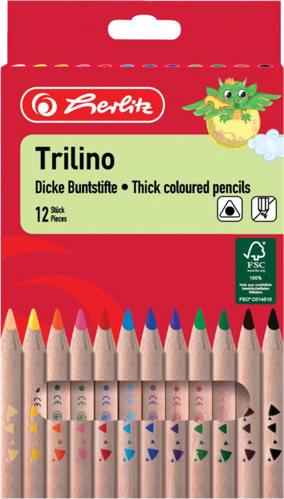 Herlitz Trilino Buntstifte - dreieckig - 12 Farben (12 Stück)