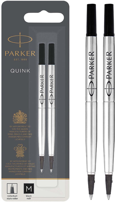 Parker Tintenpatrone für Tintenroller | schwarze Quink-Tinte | 2 Stk