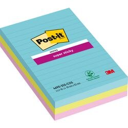 Notizzettel Post-it Super Sticky 152x101mm sortierte Packung 3 Stück 90 Blatt