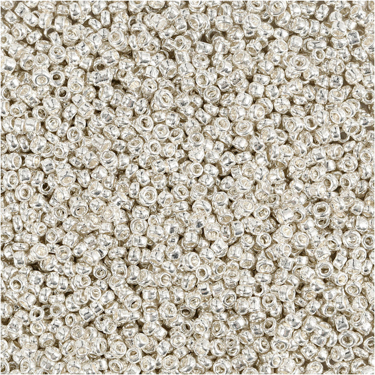 Creativ Company Rocailles, D 1,7 mm, Größe 15 0, Lochgröße 0,5–0,8 mm, silbernes Metall, 25 g, 1 Box