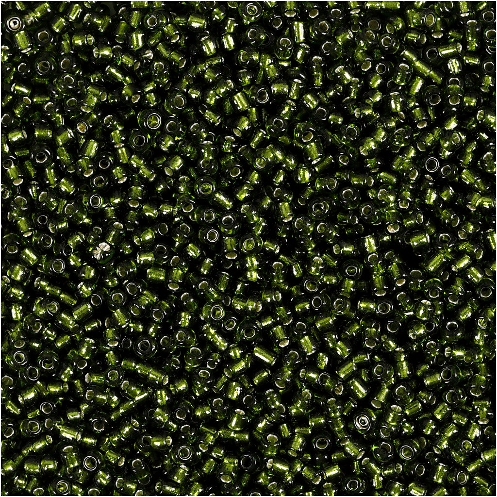 Creativ Company Rocailles, D 1,7 mm, Größe 15 0, Lochgröße 0,5-0,8 mm, grasgrün, 25 gr 1 Box