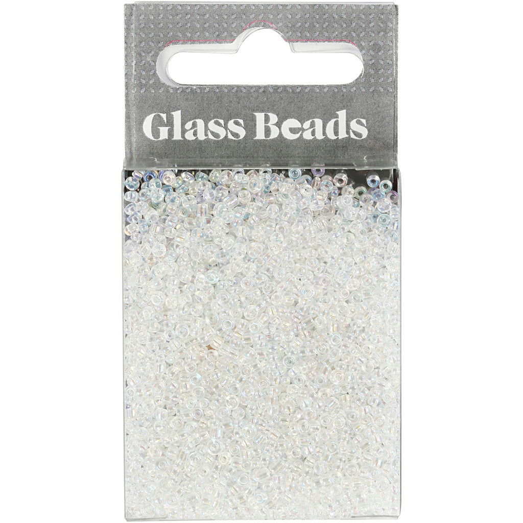 Creativ Company Rocailles, D 1,7 mm, Größe 15 0, Lochgröße 0,5–0,8 mm, klar, 25 g 1 Box