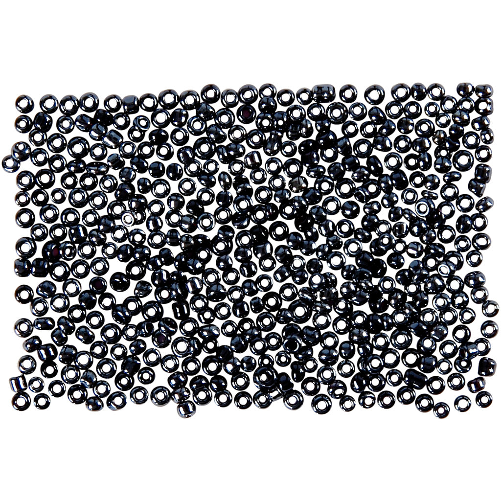 Creativ Company Rocailles, D 1,7 mm, Größe 15 0, Lochgröße 0,5-0,8 mm, dunkelgrau, 500 gr 1 Beutel