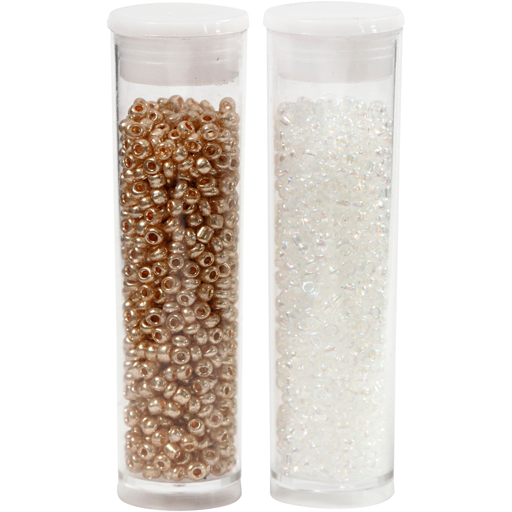 Creativ Company Rocailles, D 1,7 mm, Größe 15 0, Lochgröße 0,5-0,8 mm, weiß, 2x7 g 1 Box