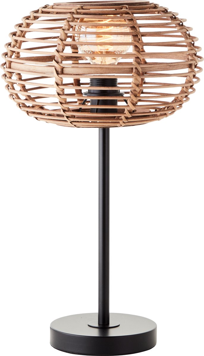 Brilliant Woodball – Tischlampe – E27 – max. 1 x 40 W – schwarzes Rattan