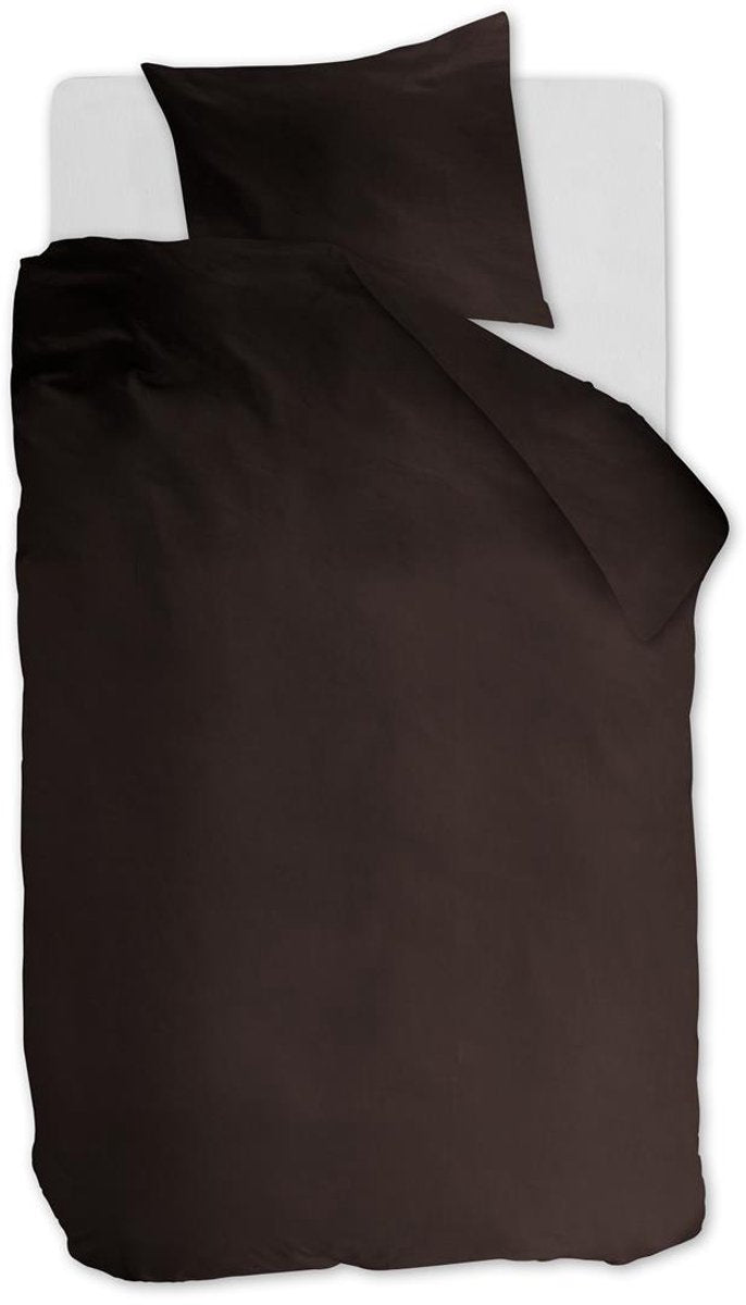 Ambiante-Uni-Bettbezug aus Baumwolle – einfarbig – Einzelbett – 140 x 200 220 cm – braun