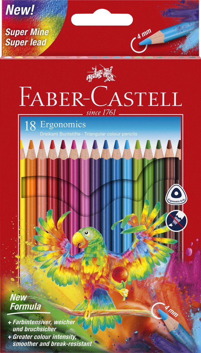 Faber-Castell Buntstift Faber Castell Ergonomie dreieckiges Kartonetui mit 18 Stück – FC-116514