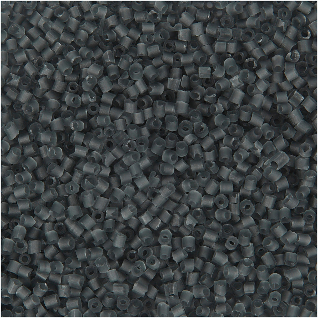 Creativ Company Rocailles 2-Schliff, D 1,7 mm, Größe 15 0, Lochgröße 0,5 mm, transparent grau, 25 gr 1 Box
