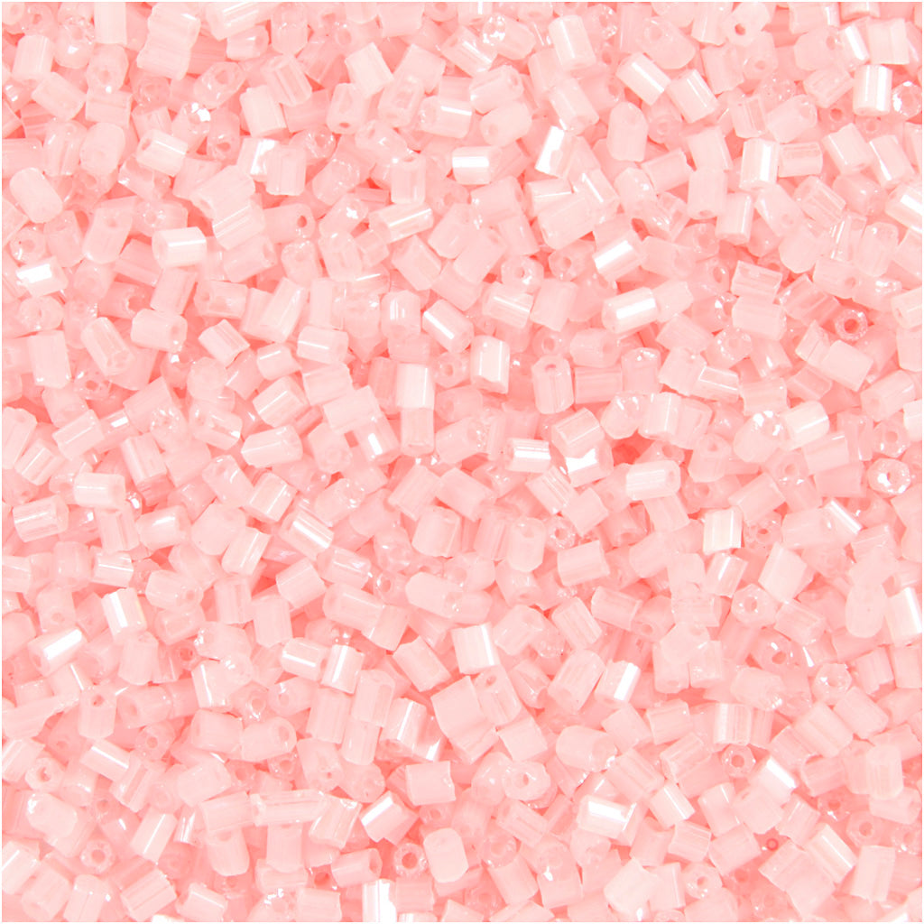 Creativ Company Rocailles 2-Schliff, D 1,7 mm, Größe 15 0, Lochgröße 0,5 mm, transparent rosa, 25 g 1 Box