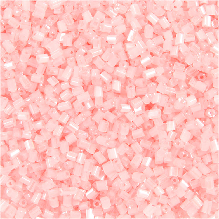 Creativ Company Rocailles 2-Schliff, D 1,7 mm, Größe 15 0, Lochgröße 0,5 mm, transparent rosa, 25 g 1 Box