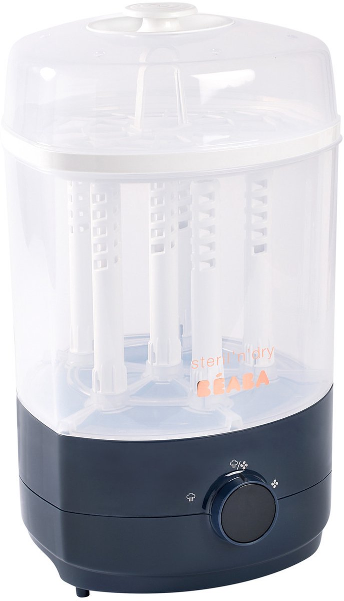 Béaba Dampfsterilisator 2-in-1 – mit Trocknungsfunktion – schnell hygienisch – 8 Minuten – BPA-frei – Grauweiß