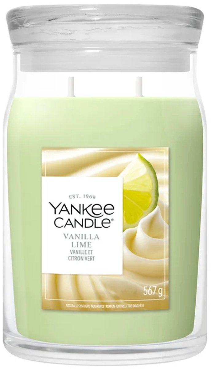 Yankee Candle – Vanille-Limetten-Duftkerze im großen Glas – 90 Brennstunden – zwei Dochte
